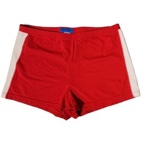 Finish Line Athletic Hot Shorty Biking Yoga Shorts Red White Stripe Fitted Large